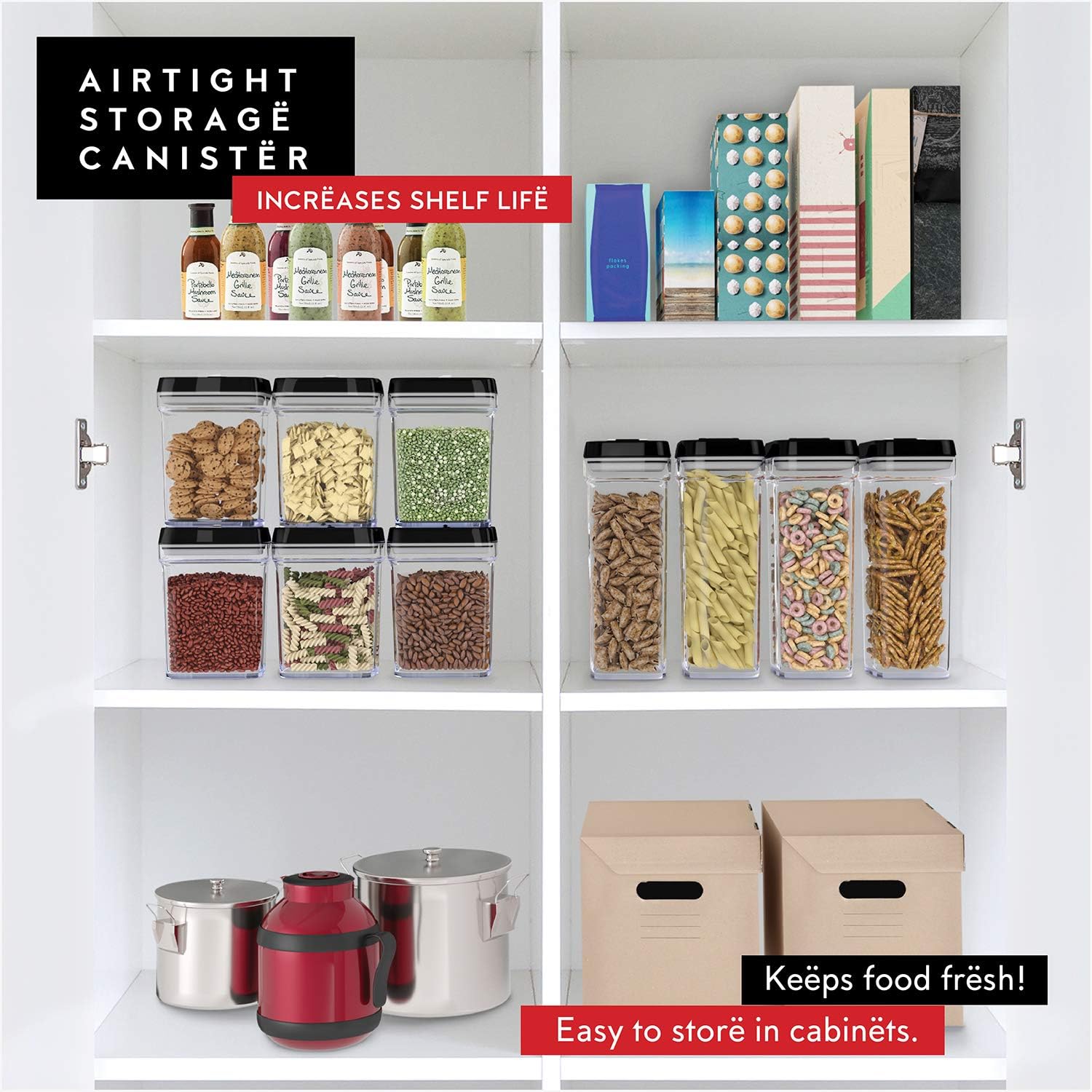 DWËLLZA KITCHEN Airtight Food Storage Containers with Lids – 6 Piece Set Air Tight Kitchen Storage