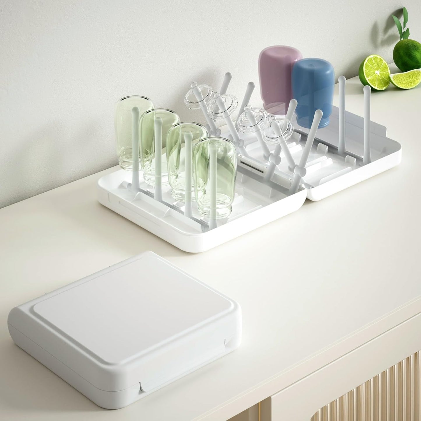 Travel Bottle Drying Rack Space Saving,Foldable Bottle Drying Rack with 16 Ribs,Portable Baby