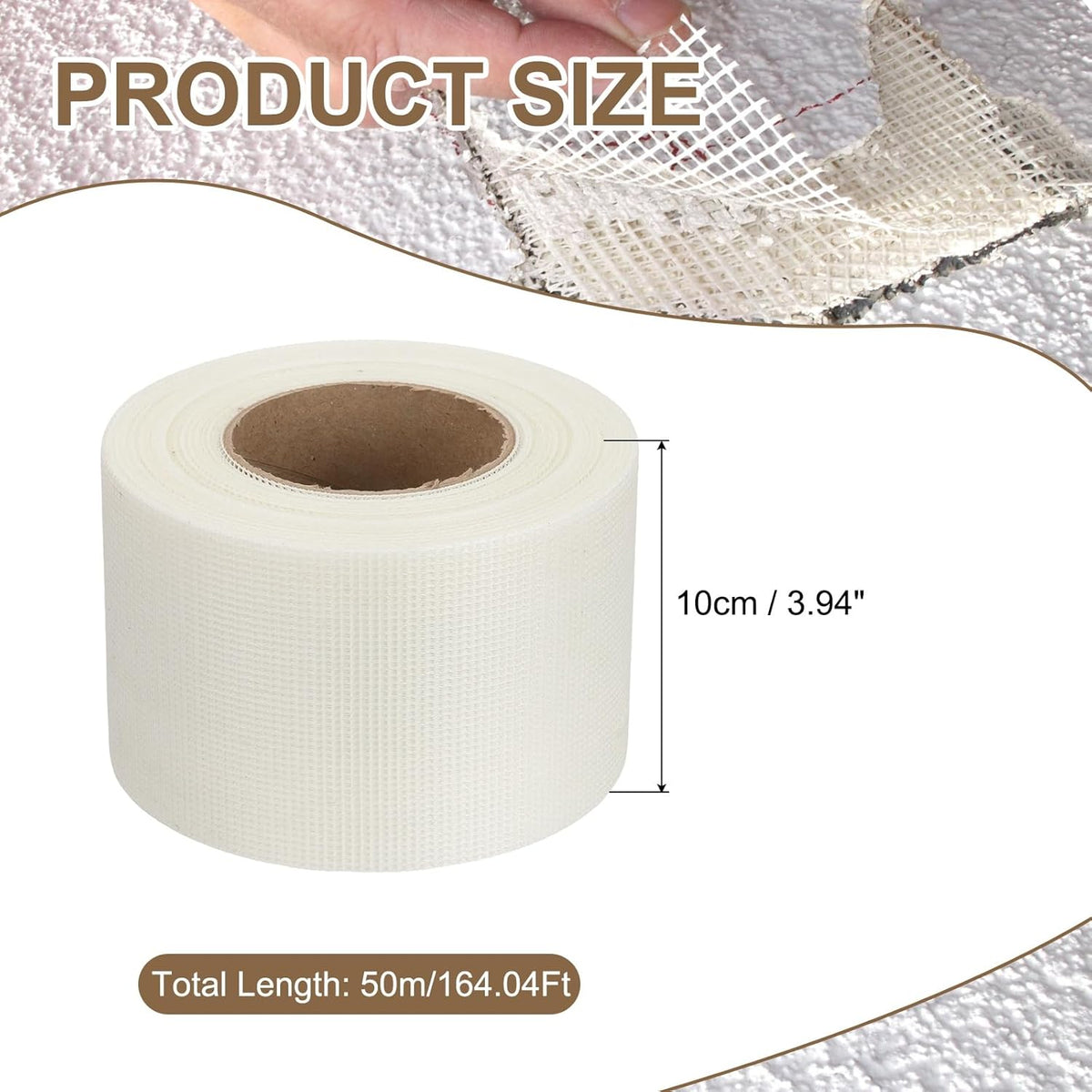 PATIKIL Drywall Repair Mesh Tape, 4 inch x 164 ft Fiberglass Repair Patch Self-Adhesive Dry Wall