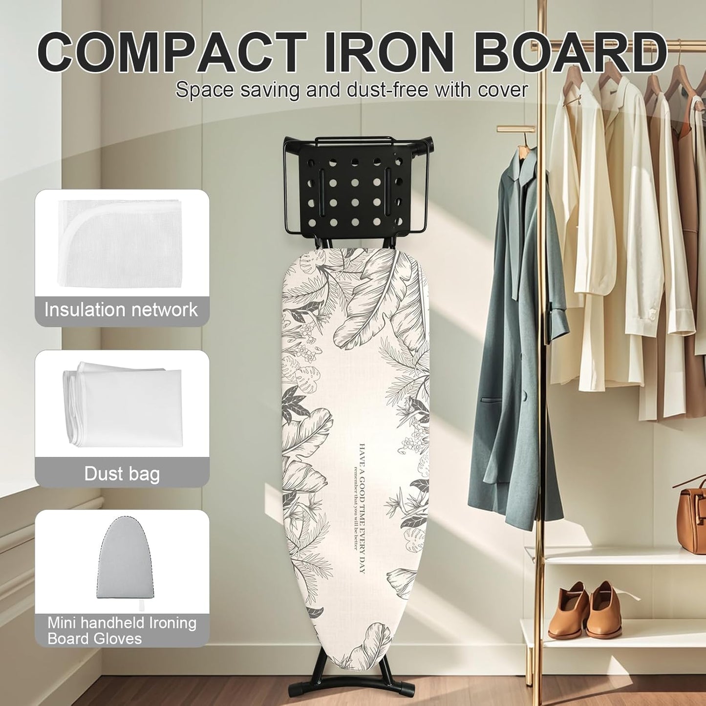 Ironing Board,Foldable Ironing Board Adjustable Height Compact Iron Board Thick Steel Tube Iron