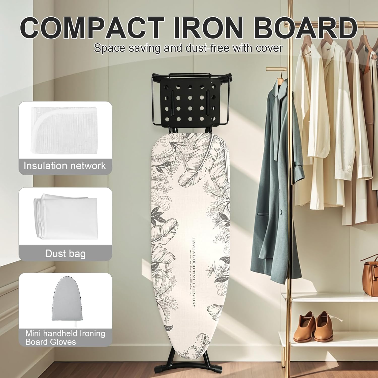 Ironing Board,Foldable Ironing Board Adjustable Height Compact Iron Board Thick Steel Tube Iron