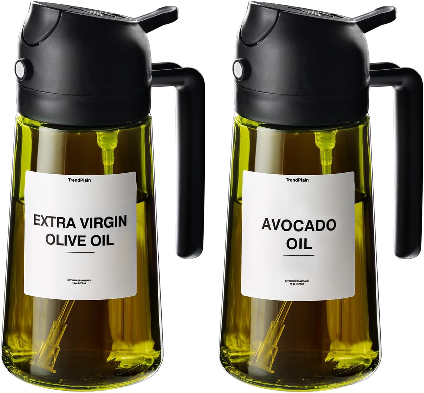TrendPlain - Original 16oz/470ml Olive Oil Dispenser Bottle for Kitchen Gadgets and Air Fryer