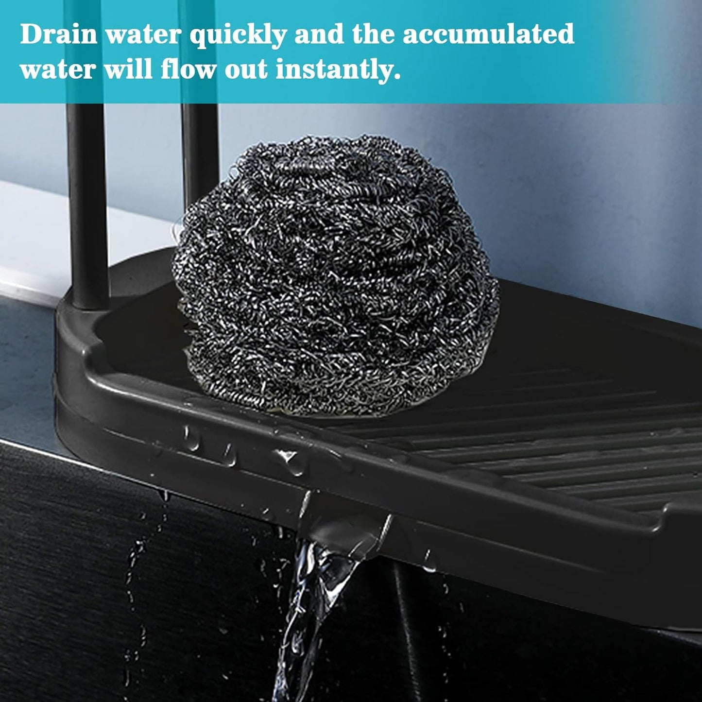 Kitchen Sink Rack Tray Organizer Stand for Sponge, Dish Cloth, Rag, Brush, Scrubber Storage and