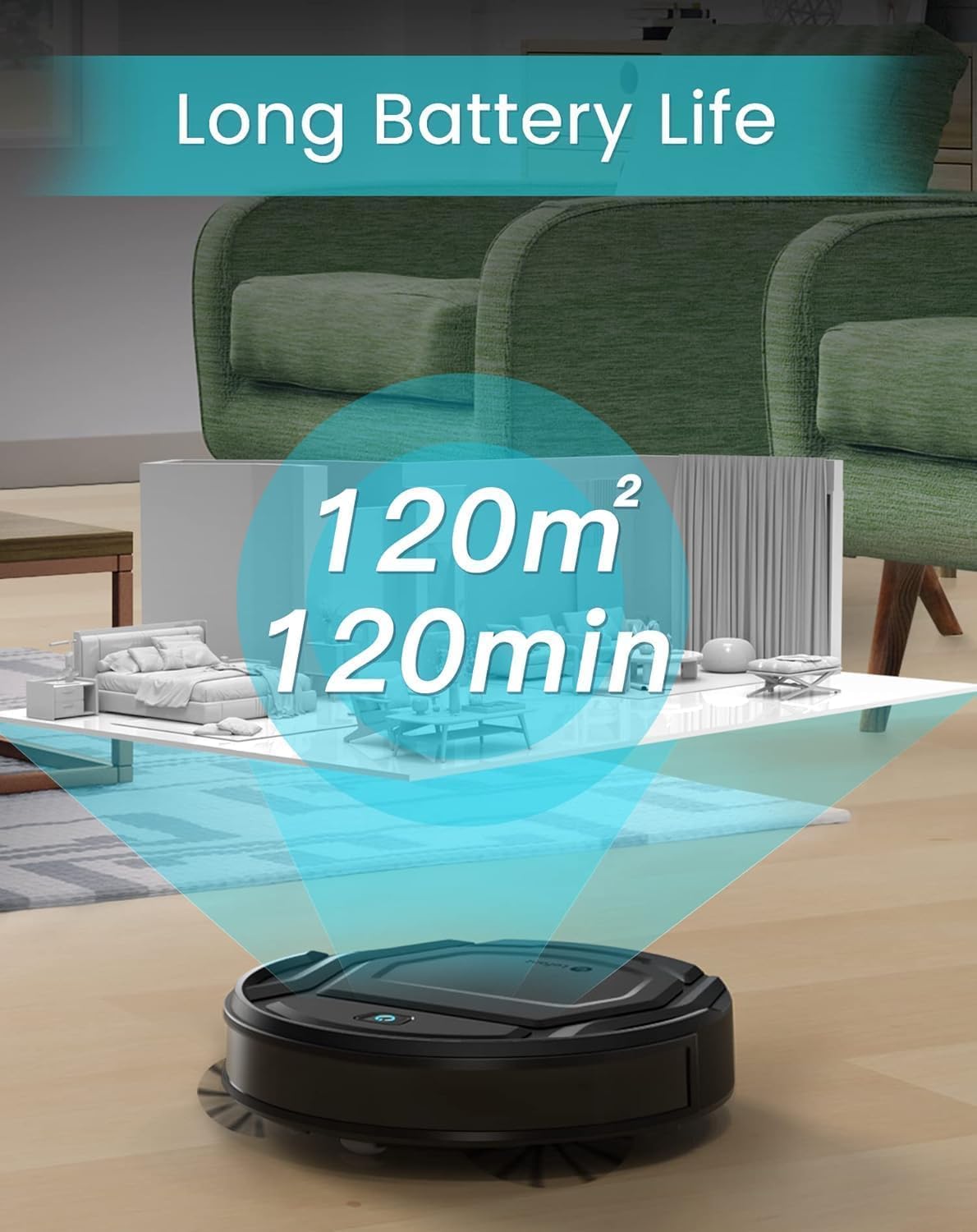 Lefant Robot Vacuum Cleaner, 120 Mins Runtime, Compact Design, Low Noise, Powerful Suction
