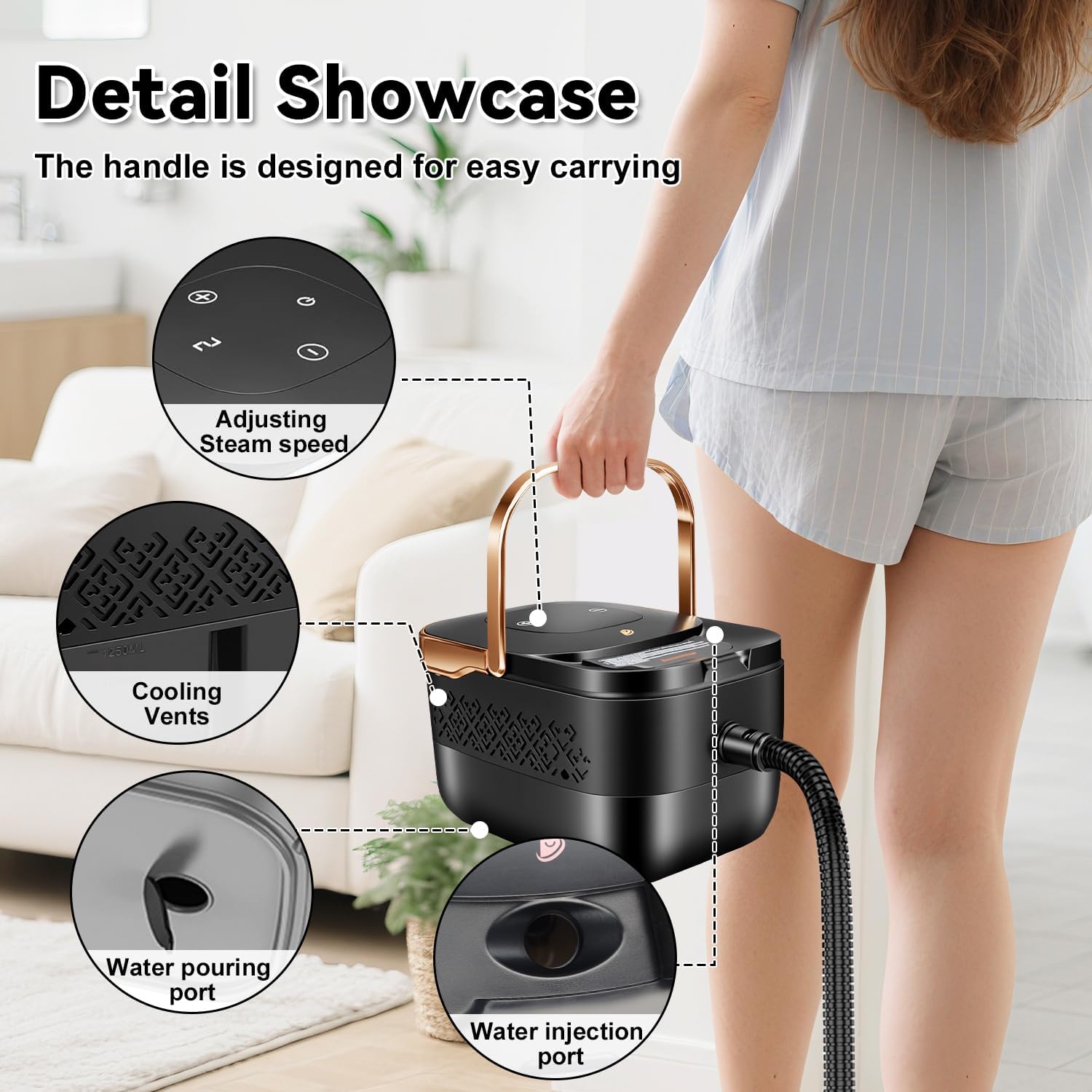 Steam Cleaner for Home, 2500W Portable Handheld Steamer for Cleaning, Large Capacity Tank