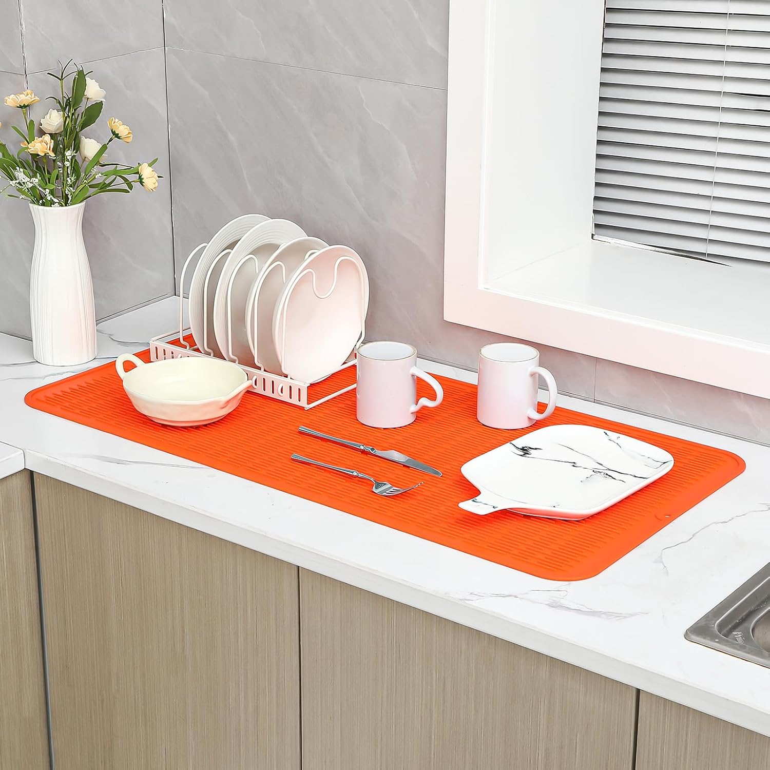 Silicone Dish Drying Mat for Multiple Usage,Easy clean,Eco-friendly,Heat-resistant Silicone Mat for