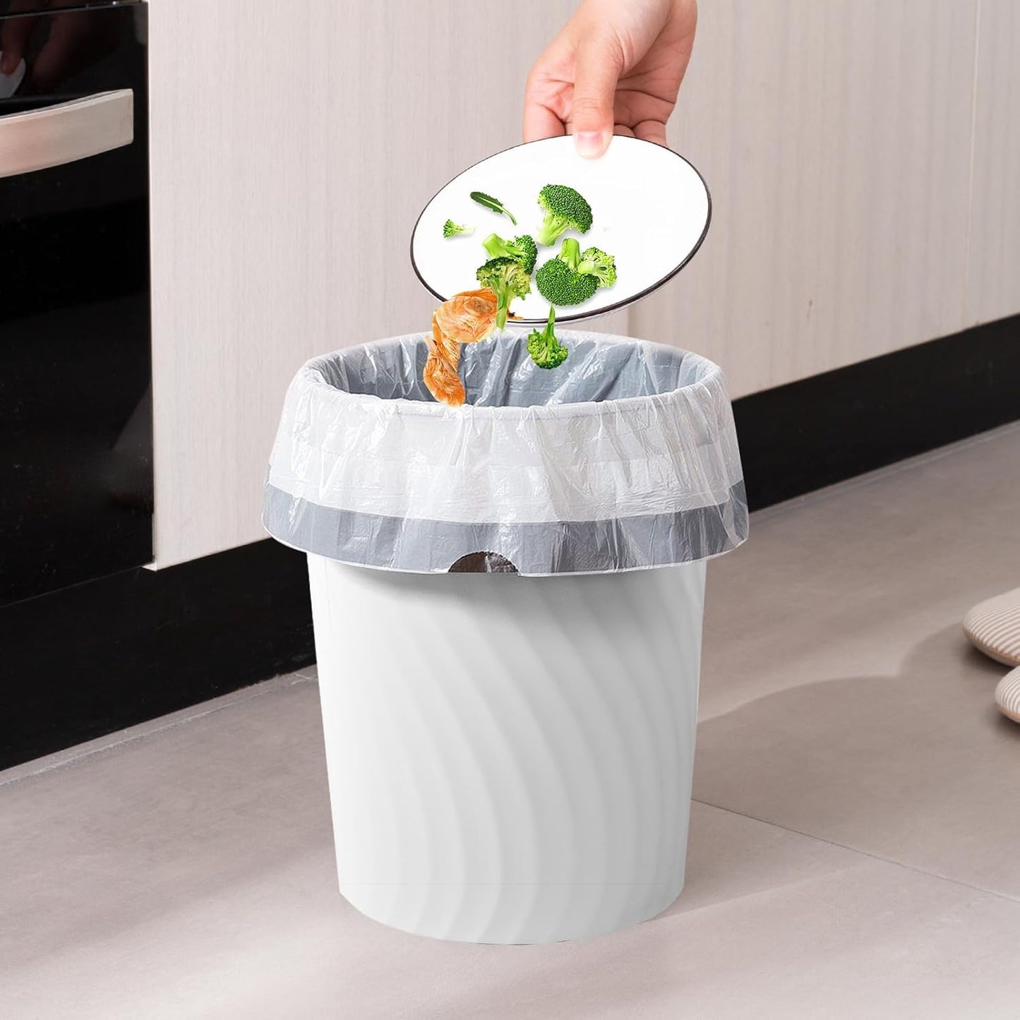 YGJT Small Trash Can, 6 Pack 1.8 Gallons Bathroom Trash Can, Slim Waste Basket, Round Garbage Can