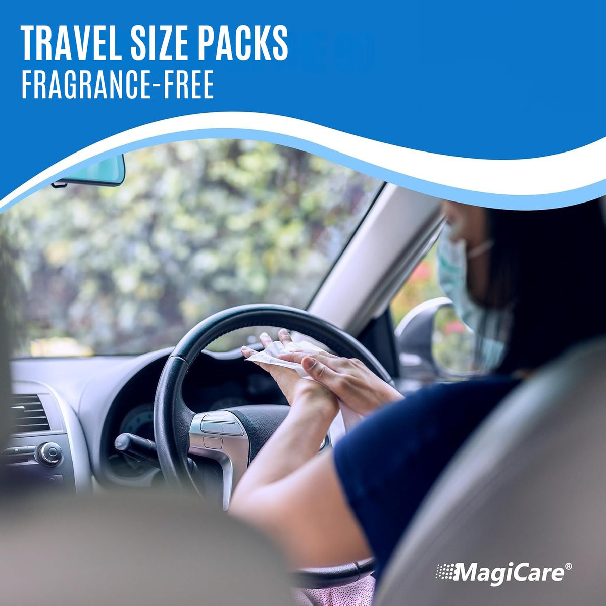 MagiCare 75% Alcohol Hand Sanitizing Wipes (Travel Wipes, 10 Packs) - Premium, Unscented, Large