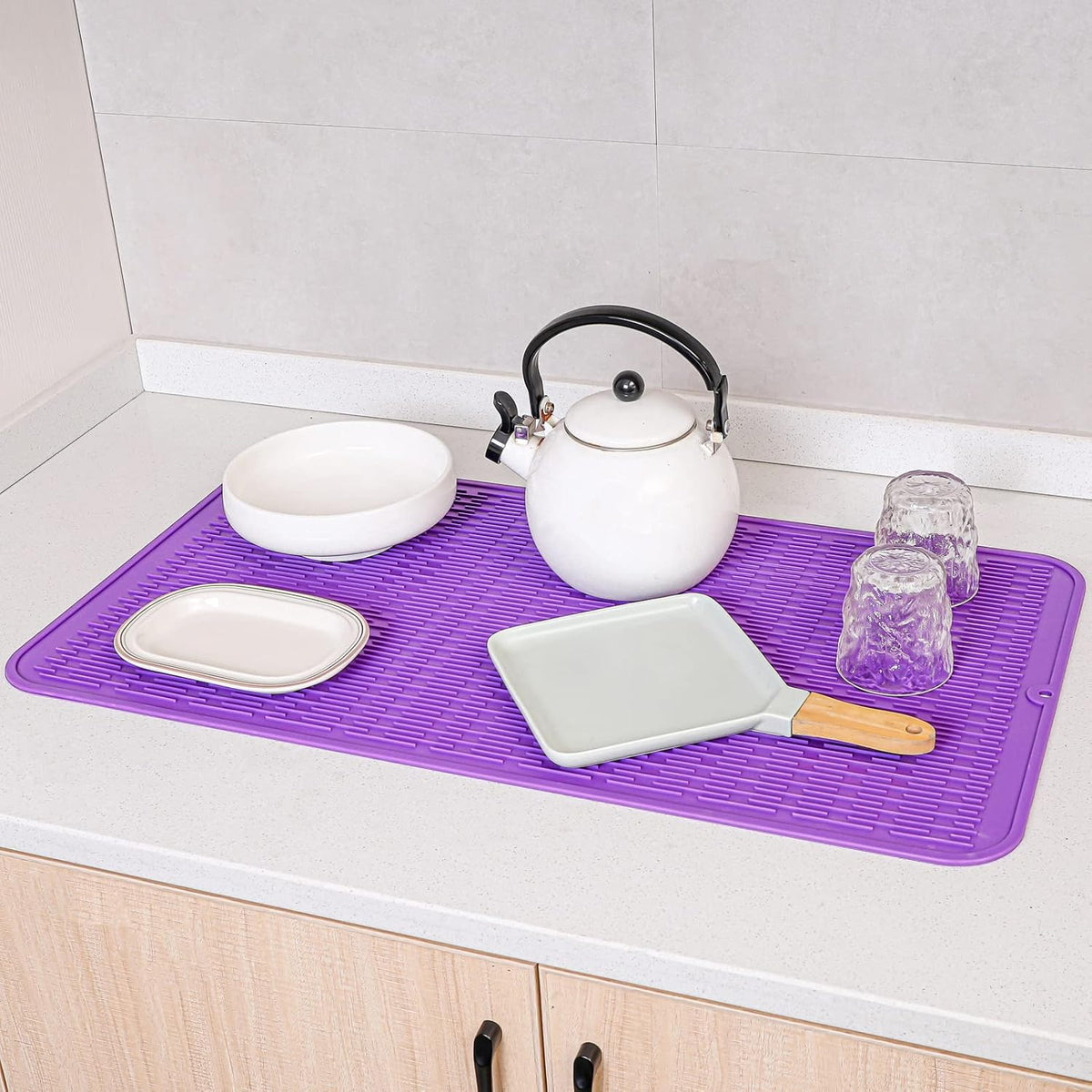 Silicone Dish Drying Mat for Multiple Usage,Easy clean,Eco-friendly,Heat-resistant Silicone Mat for