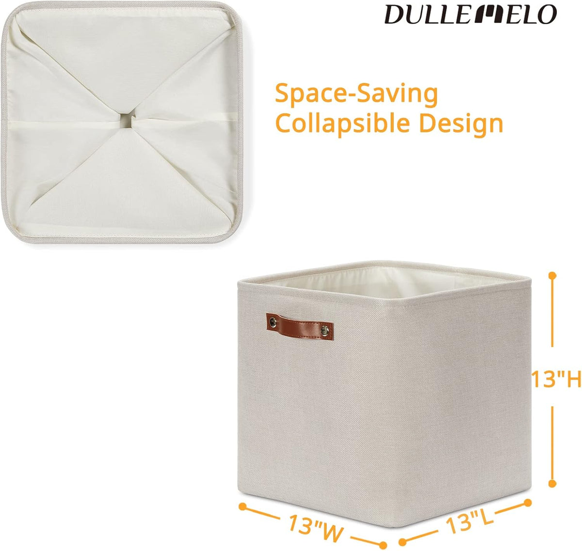 DULLEMELO Storage Bins, 4 Pack Of 13x13x13 Decorative Storage Cube Bins Suit Office, Home, Shelves