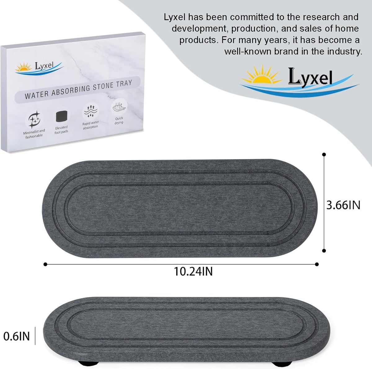 2PCS Water Absorbing Stone Tray, Fast Drying Diatomite Stone Sink Tray, Water Absorbent Diatomite