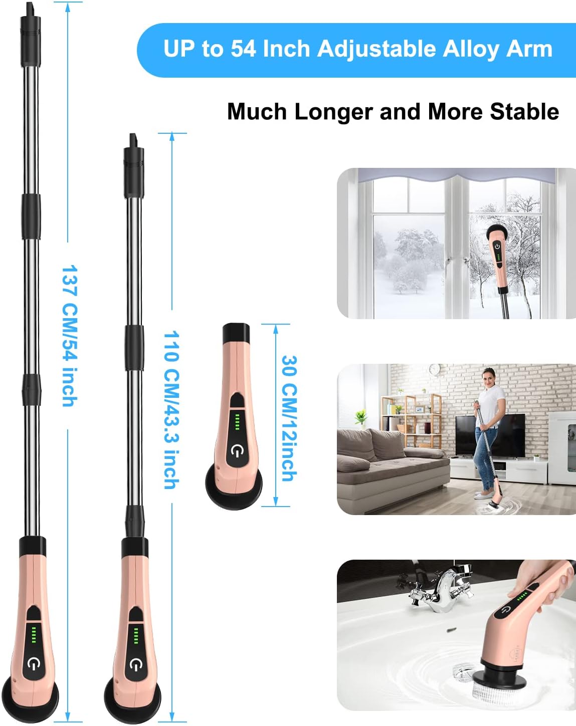 Leebein Electric Spin Scrubber, Cordless Powerful Scrub Brush for Cleaning Bathroom, Kitchen