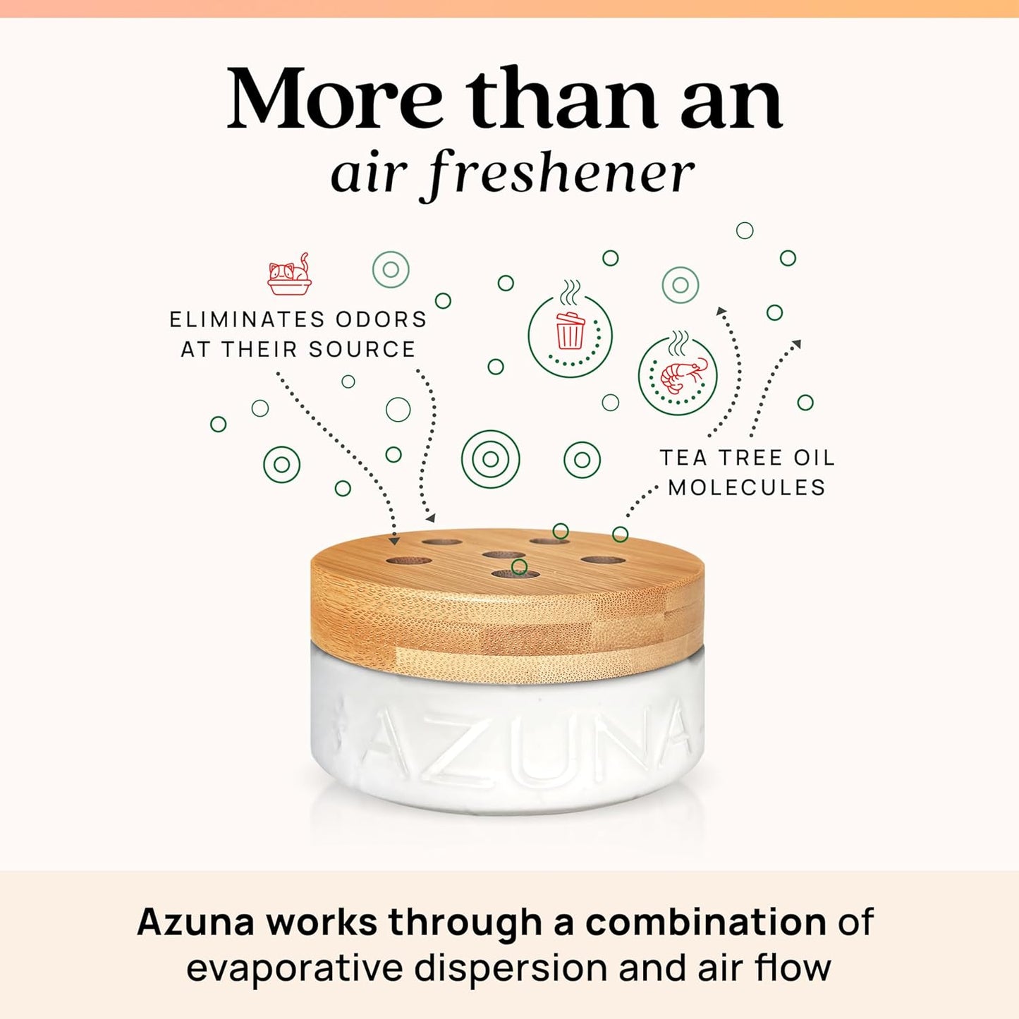 Azuna Air Freshener & Odor Eliminator for Strong Odor | 2 Room Kit Includes (2) Empty Luxe Glass