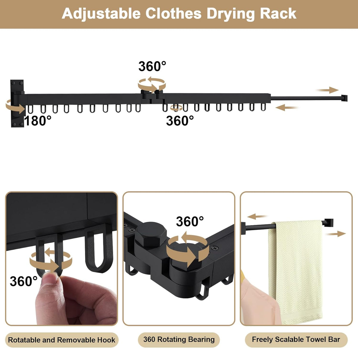 Bakala Clothes Drying Rack Foldable, Laundry Drying Rack Clothing Wall Mounted, Clothing Racks for