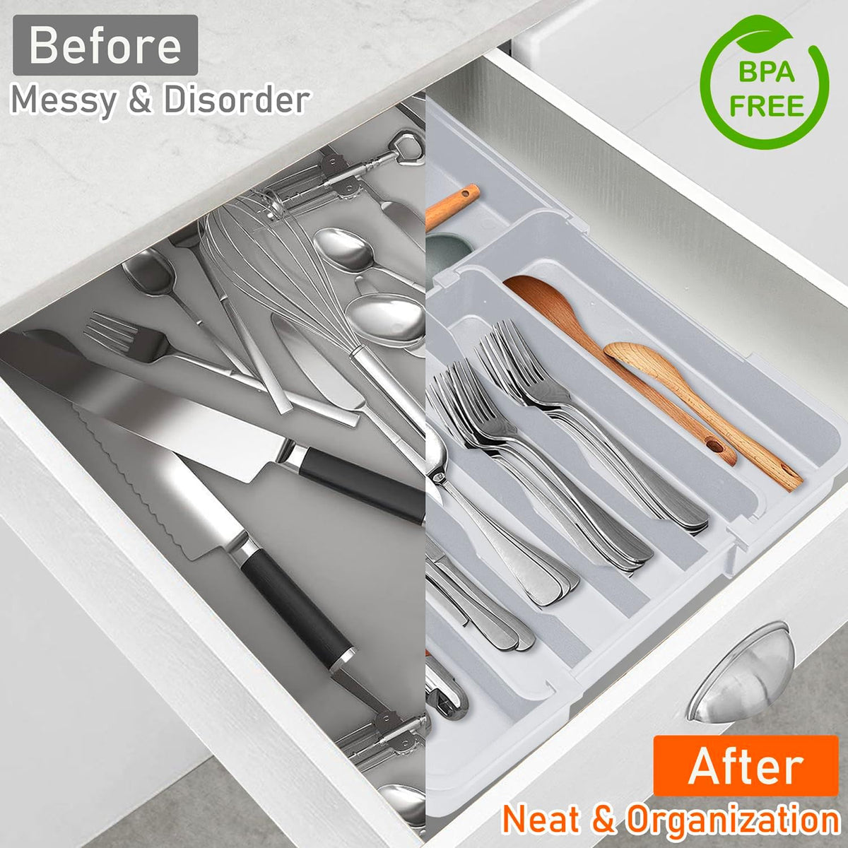 Expandable Silverware Drawer Organizer BPA Free Cutlery Organizer Small Utensil Organizer for