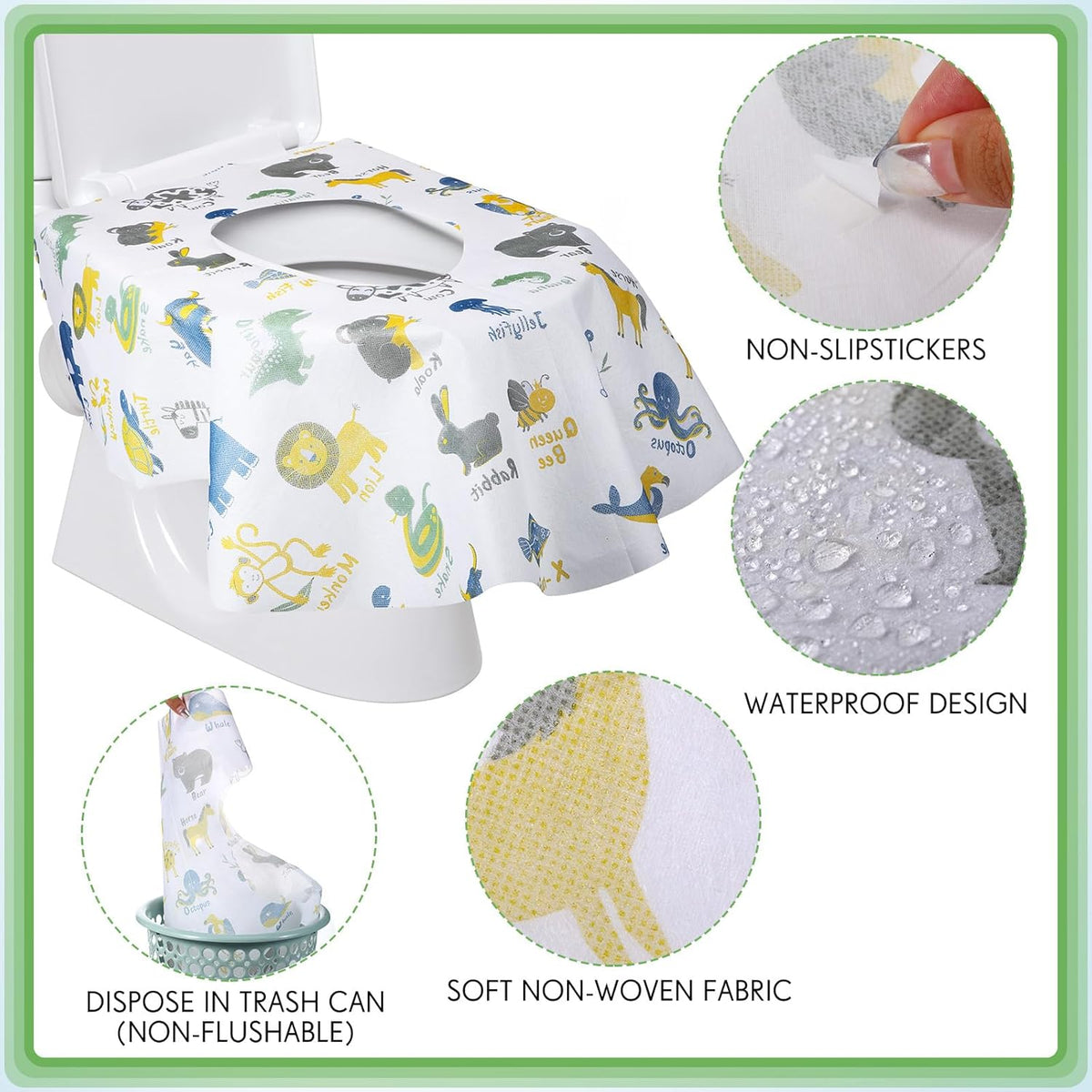 50 Packs Disposable Toilet Seat Covers Extra Large Individually Wrapped for Kids and Adults