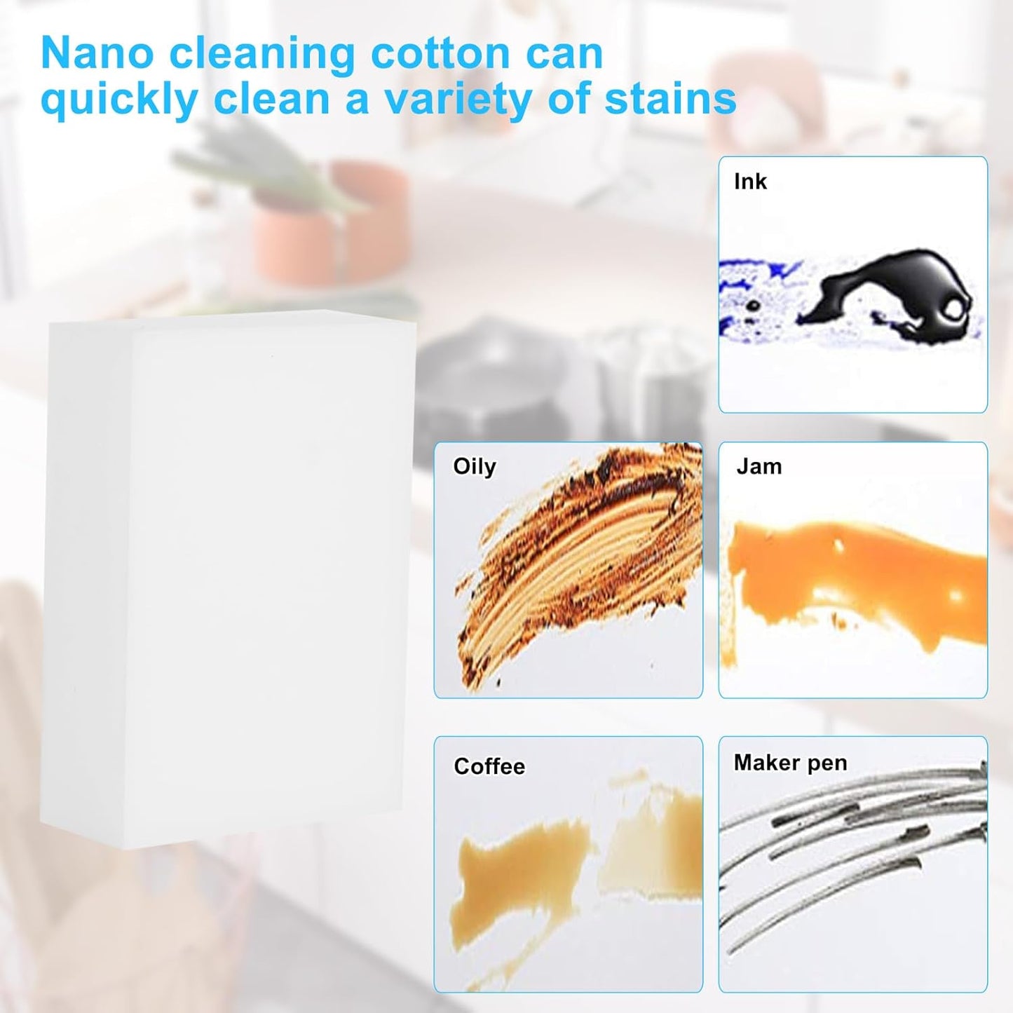100 Pack Magic Sponge Eraser,Multi-Functional Household Cleaning Kitchen Dish Sponge for