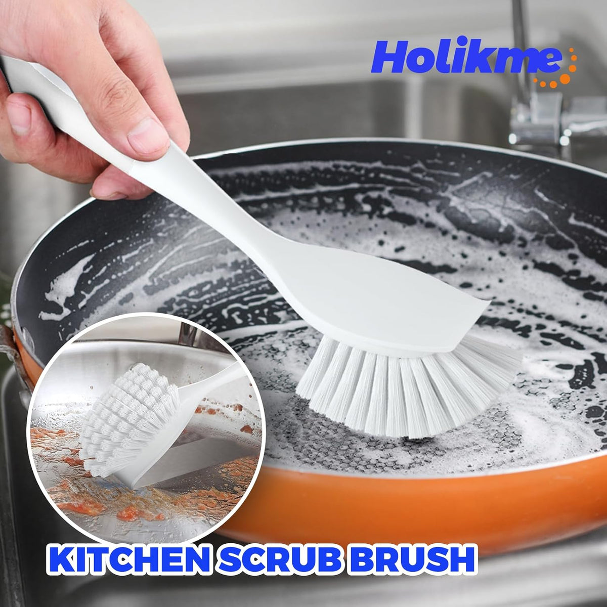 Holikme Cleaning Brush Set, Scouring Pad for Cleaning, Groove Gap Brushes for Pot, Pan, Kitchen
