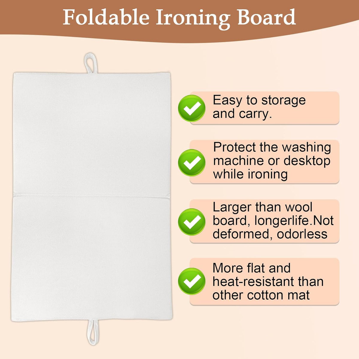 24" x 16" Ironing Mat Foldable, Portable Small Thickened Heat Resistant Cotton Wood Mini Ironing