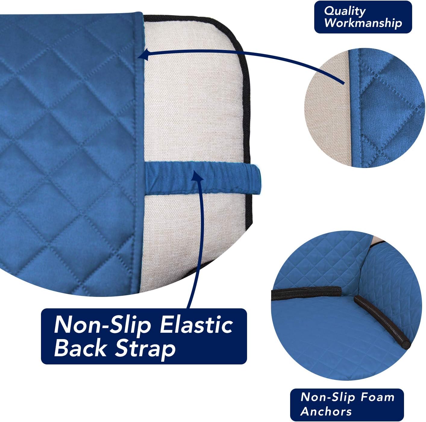 PureFit Reversible Quilted Sofa Cover, Water Resistant Slipcover Furniture Protector, Washable
