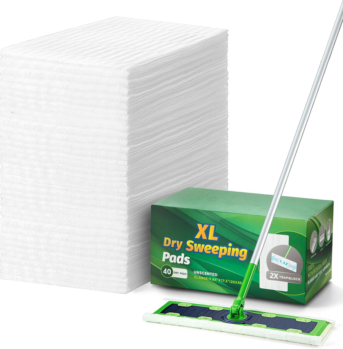 XL Dry Mop Refills Dust Sweeping Cloths Disposable Mop Pads for XL Sweeper X Large Floor Cleaning