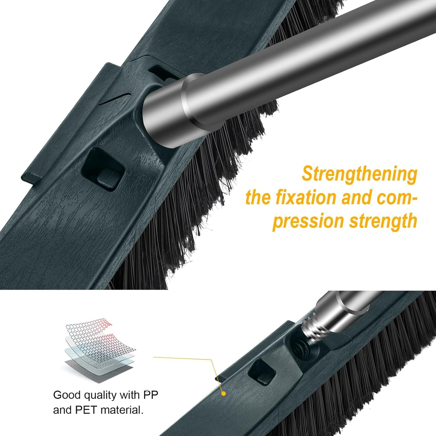 MASTERTOP 24" Push Broom Outdoor, Heavy Duty Garden Brush Broom with 58" Long Handle and Stiff