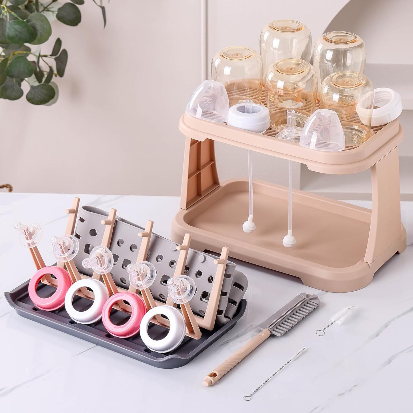 Baby Bottle Drying Rack:Space Saving Standing Drying Rack for Baby Bottles and Pump Part