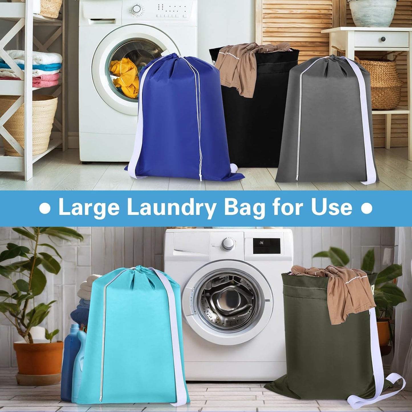 10 Pcs Nylon Extra Large Laundry Bag with Strap Travel Laundry Bags with Drawstring Closure