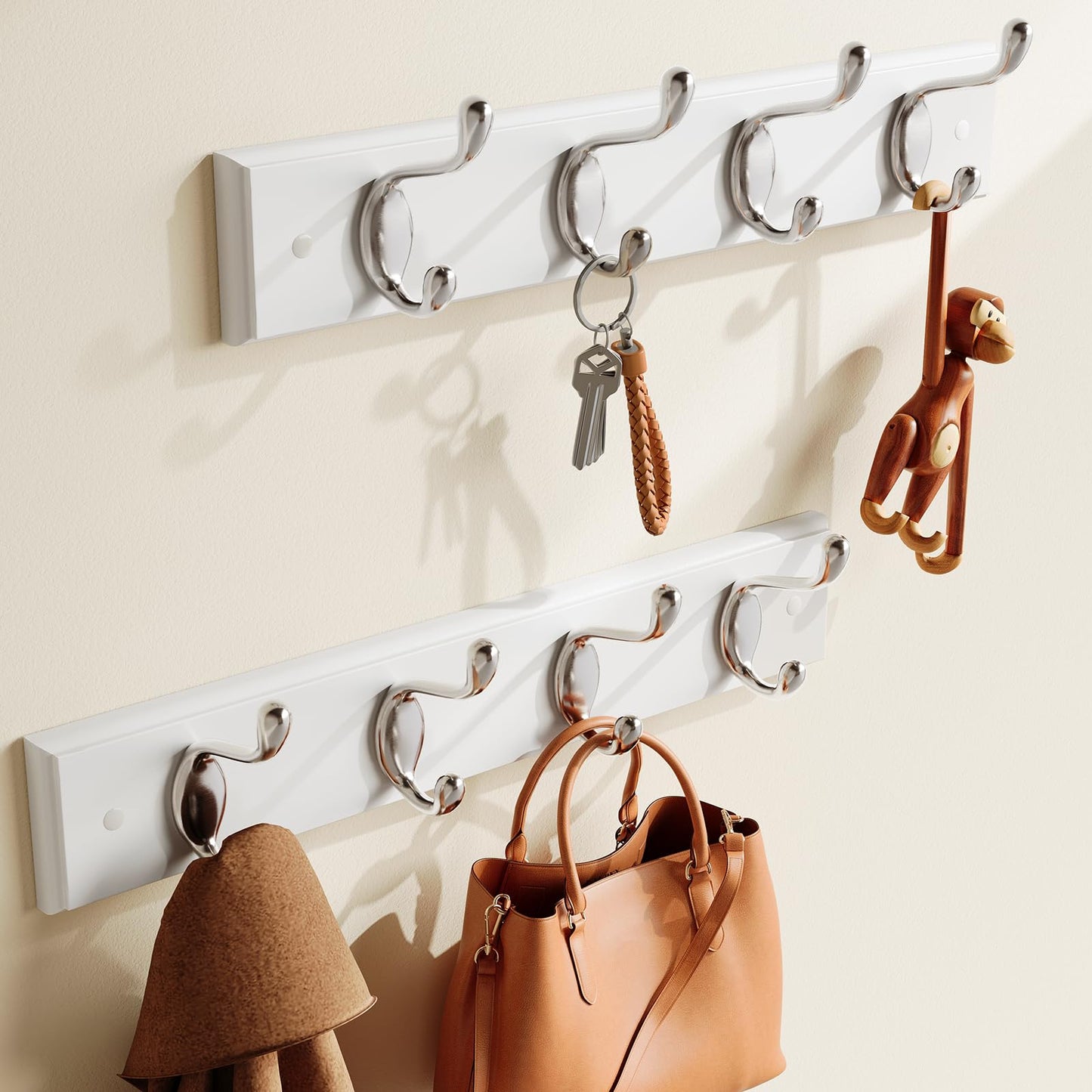AMADA HOMEFURNISHING Coat Rack Wall Mount 2 Pack, Coat Hooks Wall Hooks Coat Hangers for Wall, Hat