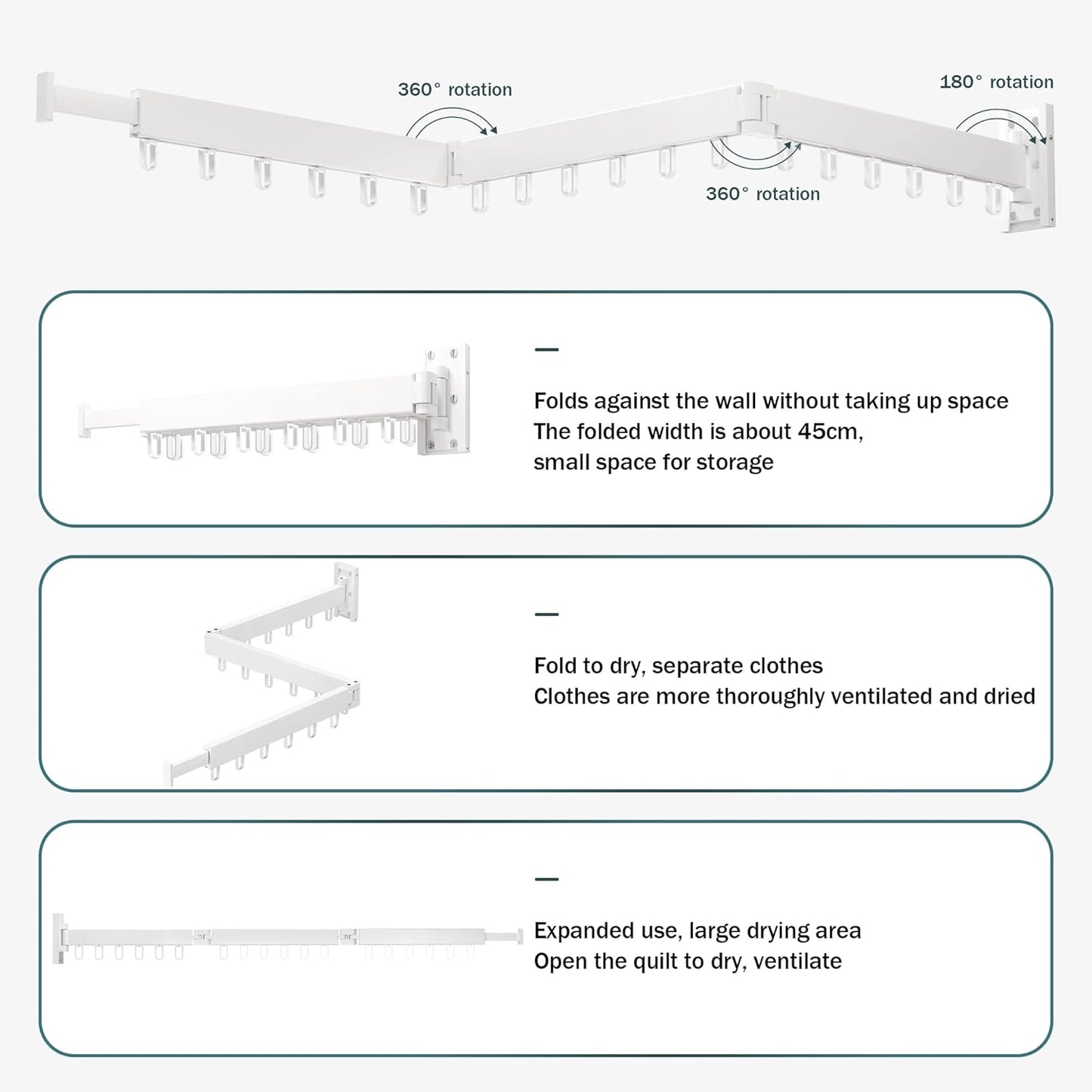 Clothes Drying Rack,Laundry Drying Rack,Clothes Rack Wall Mount,Wall Mounted Clothes Hanger