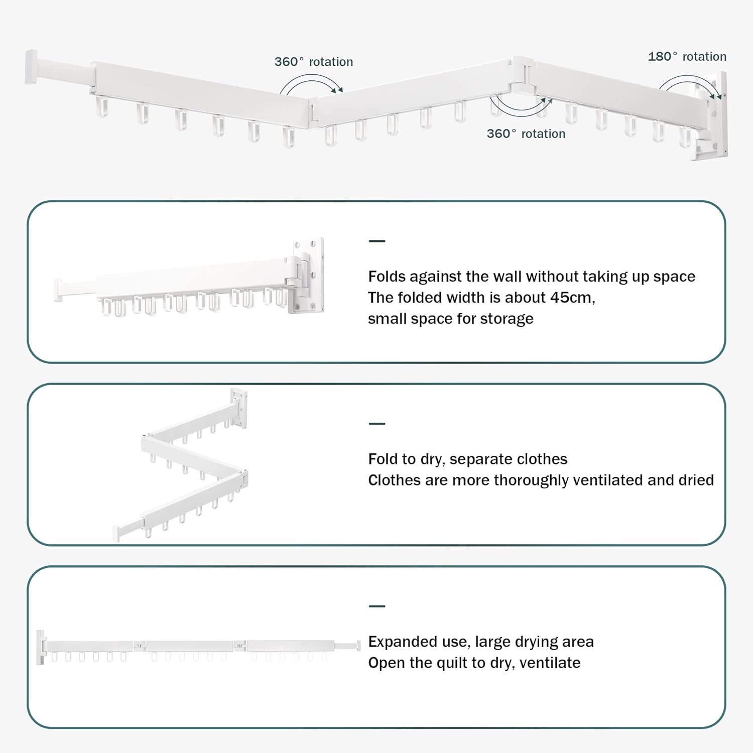 Clothes Drying Rack,Laundry Drying Rack,Clothes Rack Wall Mount,Wall Mounted Clothes Hanger