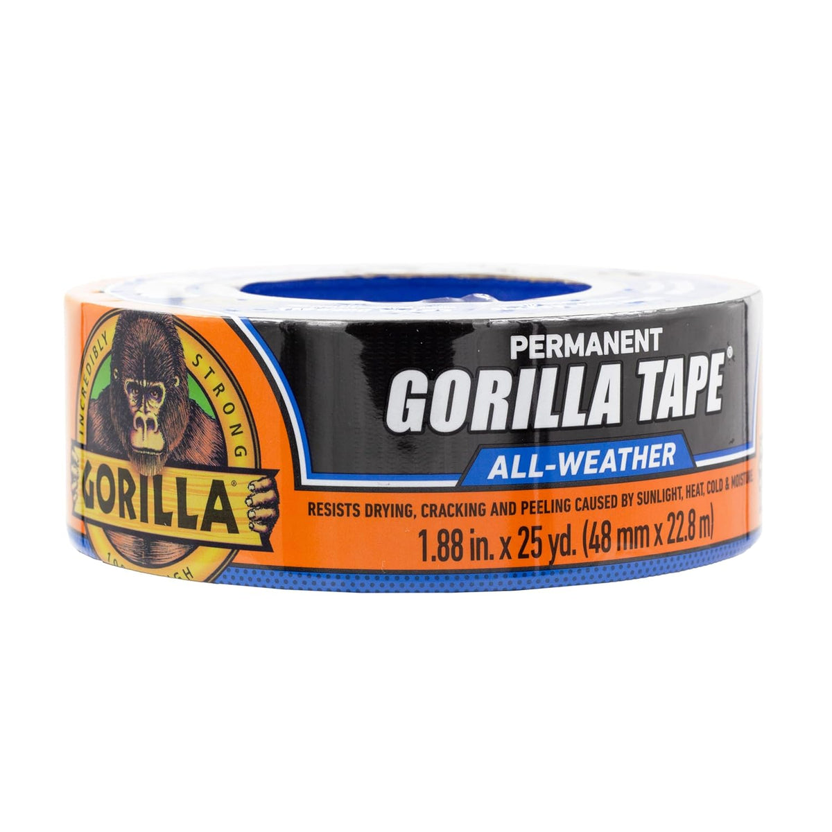 Gorilla All Weather Duct Tape, Black, 1.88" x 25 yd (Pack of 1) - UV and Temperature Resistant