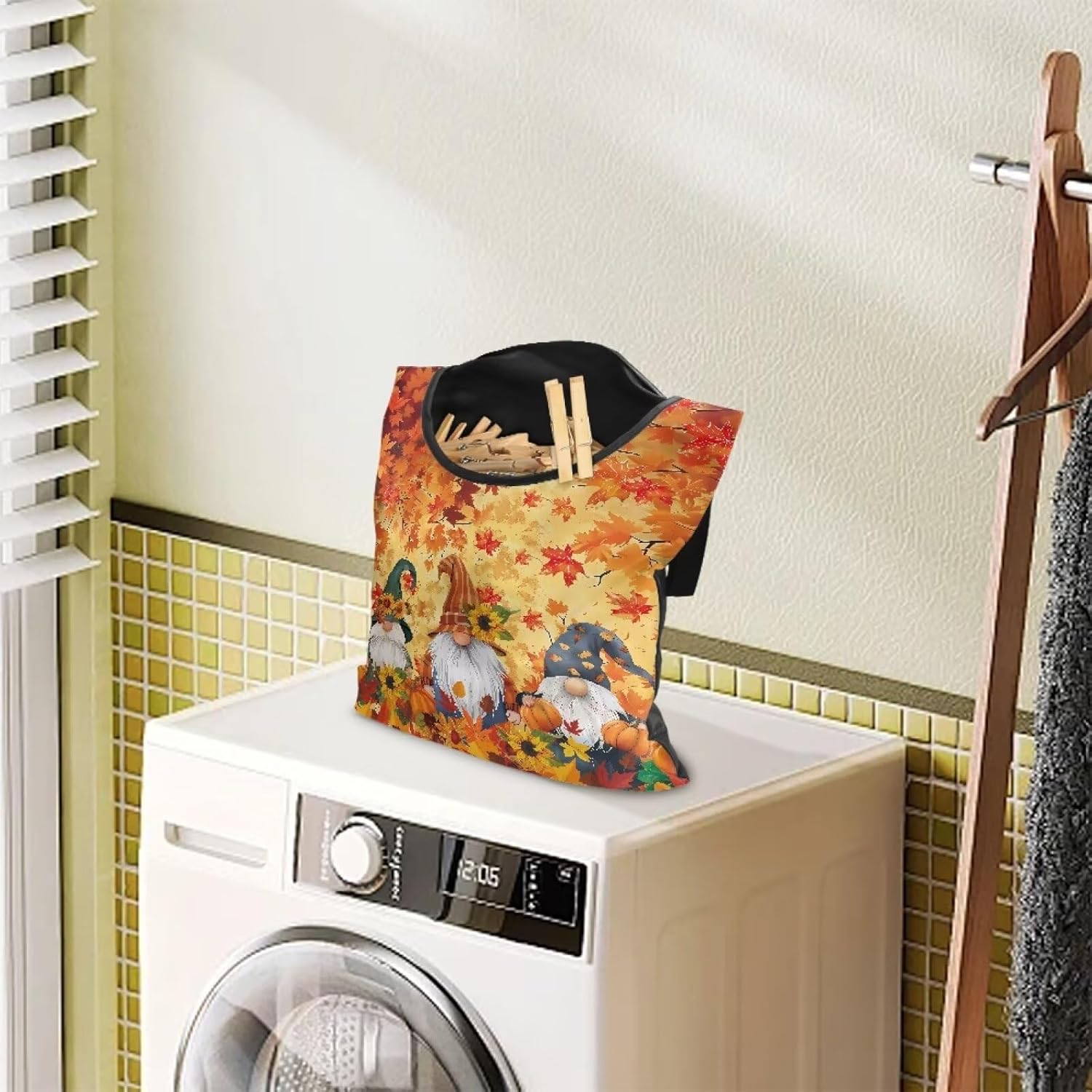 Autumn Goblins Clothespin Bag with Hanging Rope 14.5 x 12 Inch Summer Waterproof Laundry Clothes