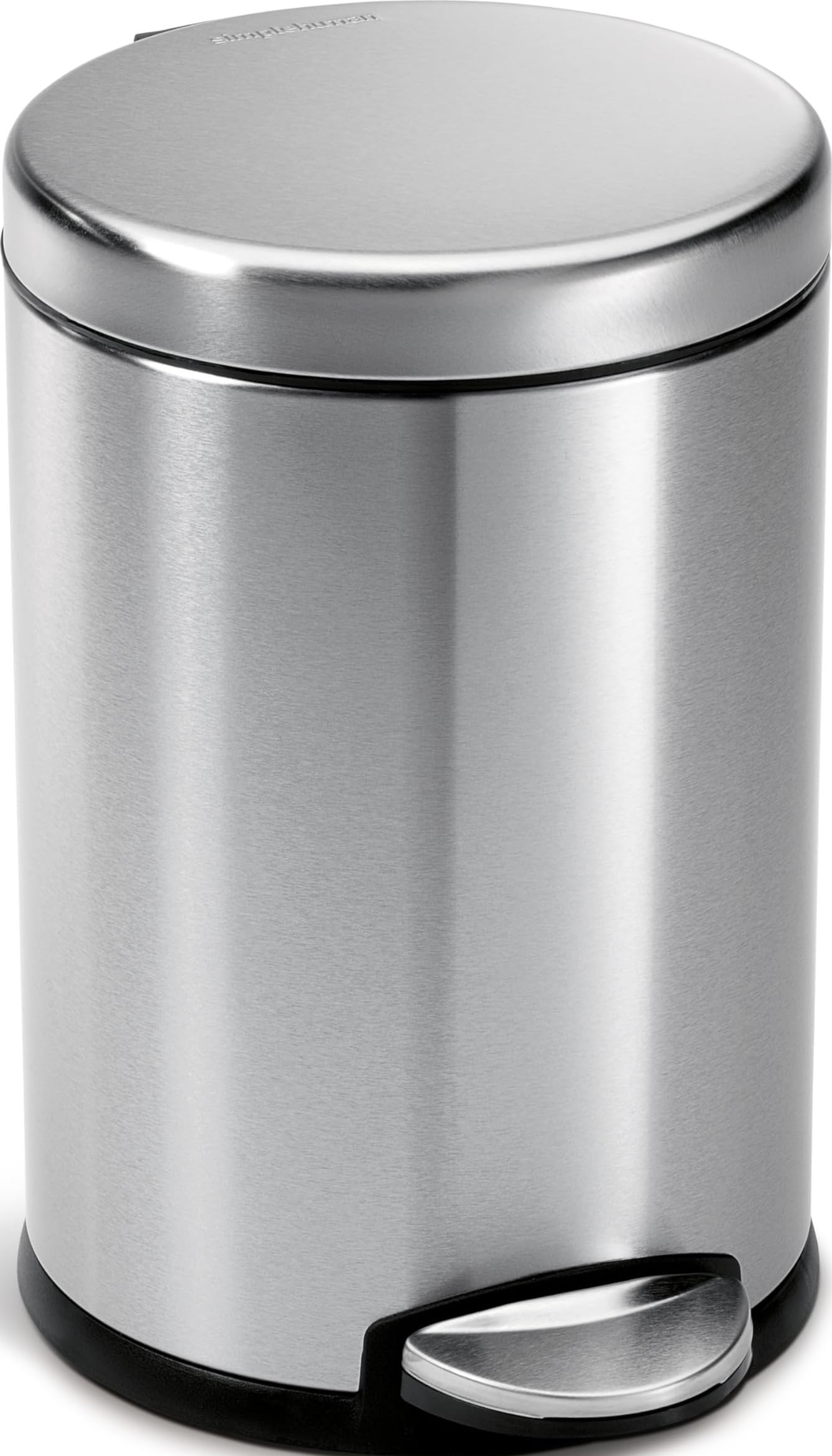 simplehuman Round Step Can, 4.5L / 1.2 Gallon Compact Bathroom Trash Can, 150,000-Step Pedal, Lid