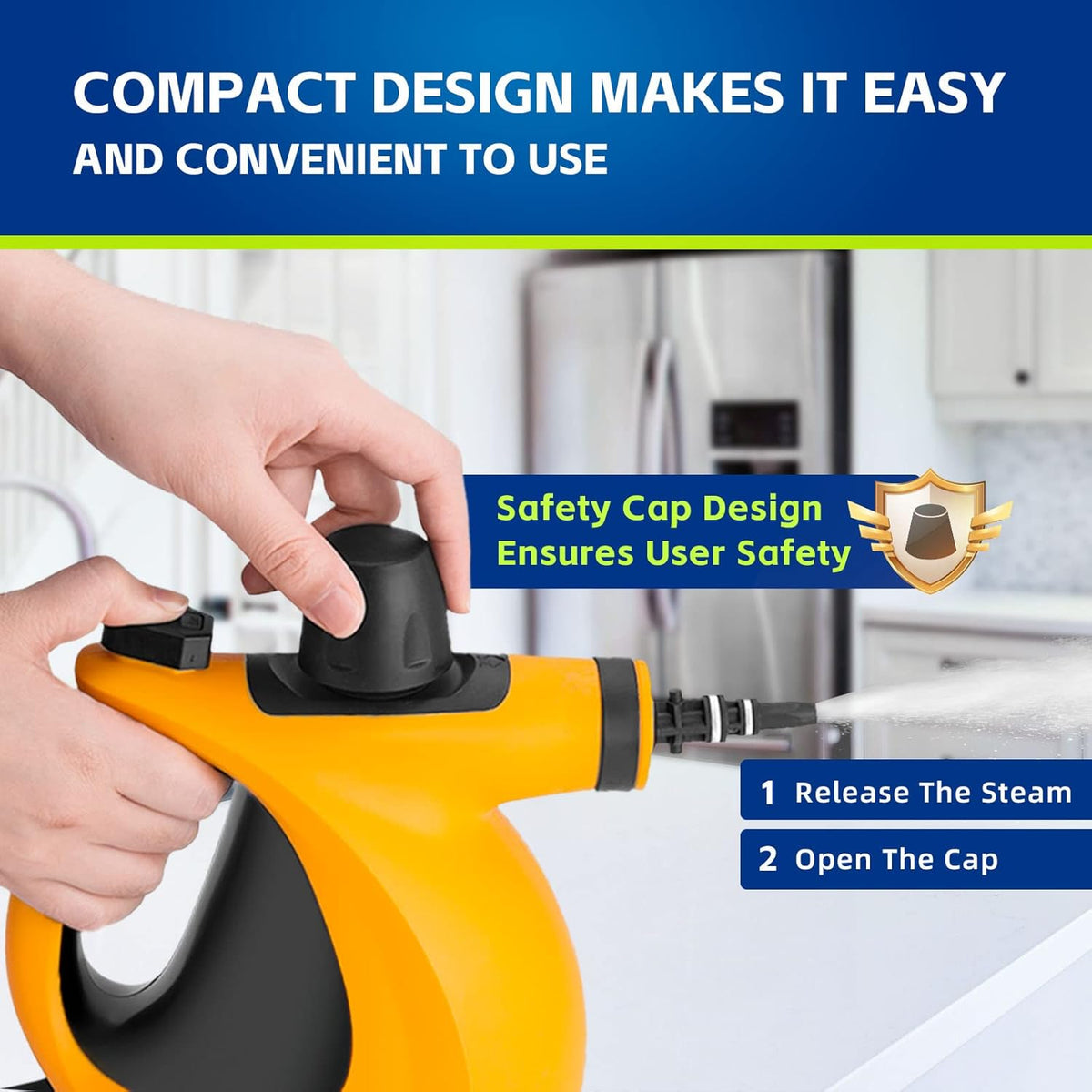 Handheld Steam Cleaner, Pressurized Multi-Surface Steam Cleaner with 11pcs Accessories, Chemical
