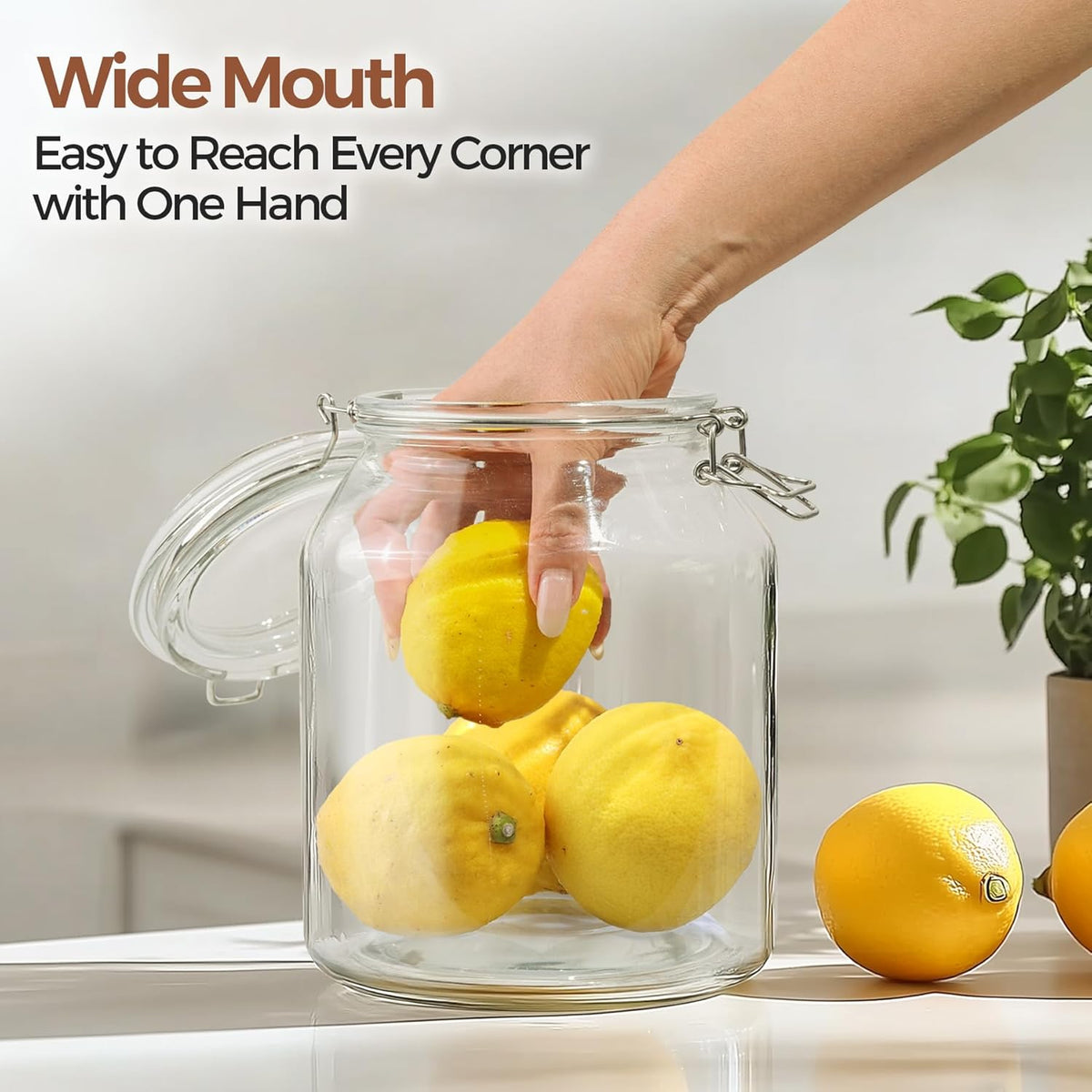 ComSaf Glass Jars with Airtight Lid 86 oz, Wide Mouth Mason Jars, Canning Jars, Large Glass Storage