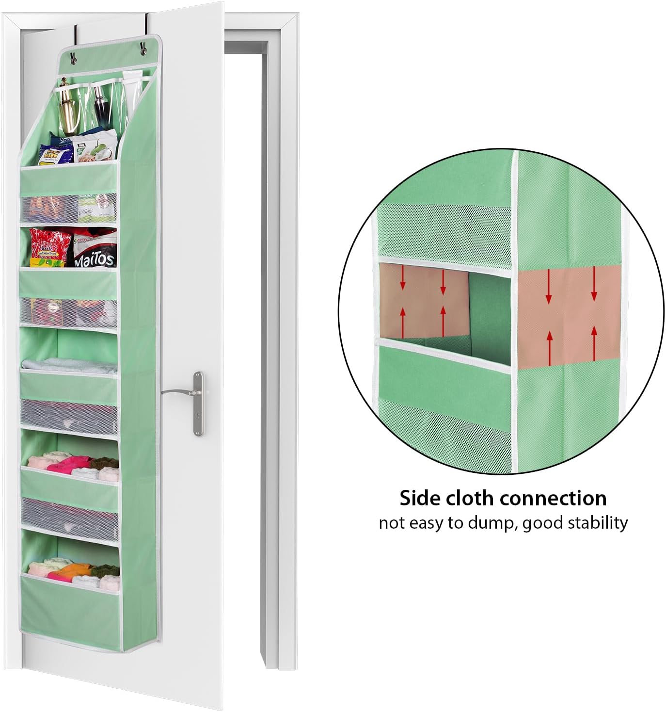 Univivi 6-Shelf Over Door Hanging Organizer Fabric Baby Door Storage with 5 Large Pockets and 3