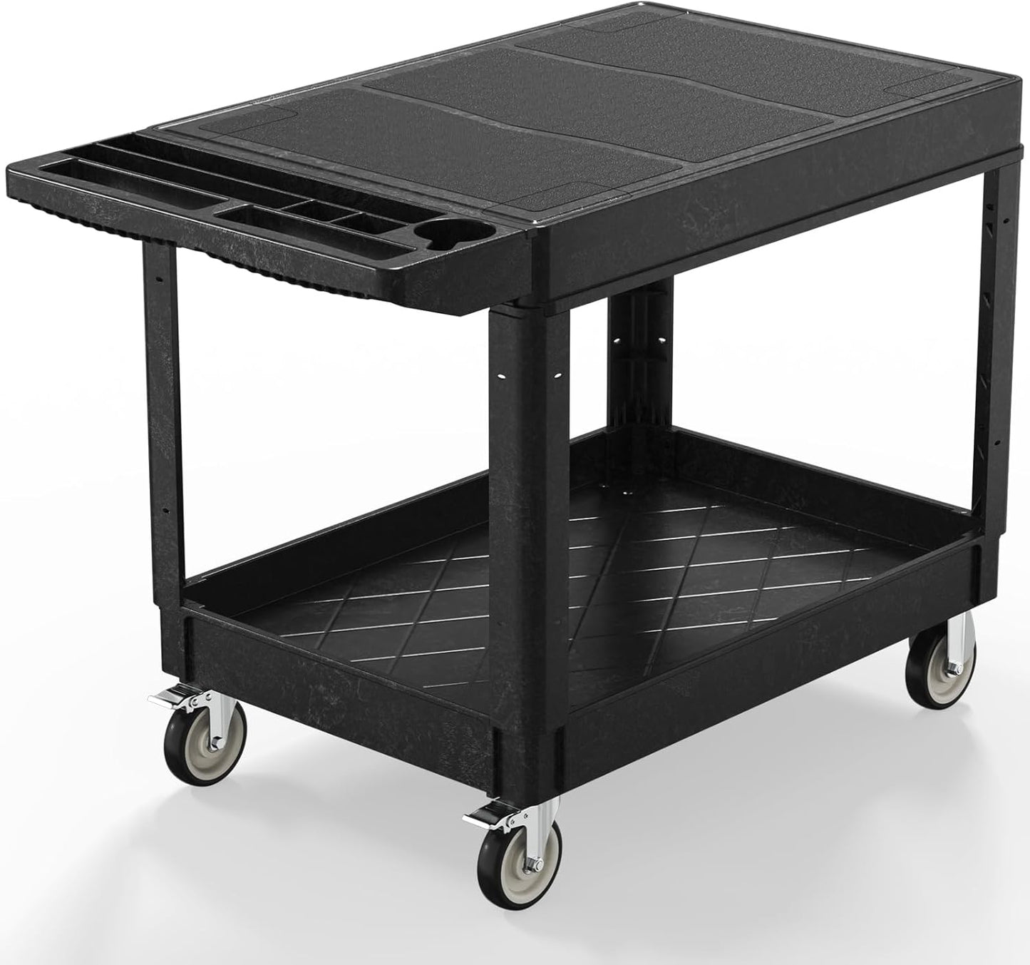 Utility Cart on Wheels, Heavy Duty Large Flat Top Rolling Service Cart, 46 x 25 Inch Work Carts, 2