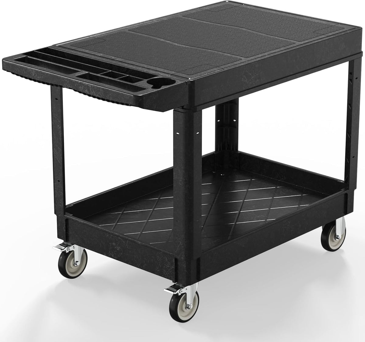 Utility Cart on Wheels, Heavy Duty Large Flat Top Rolling Service Cart, 46 x 25 Inch Work Carts, 2