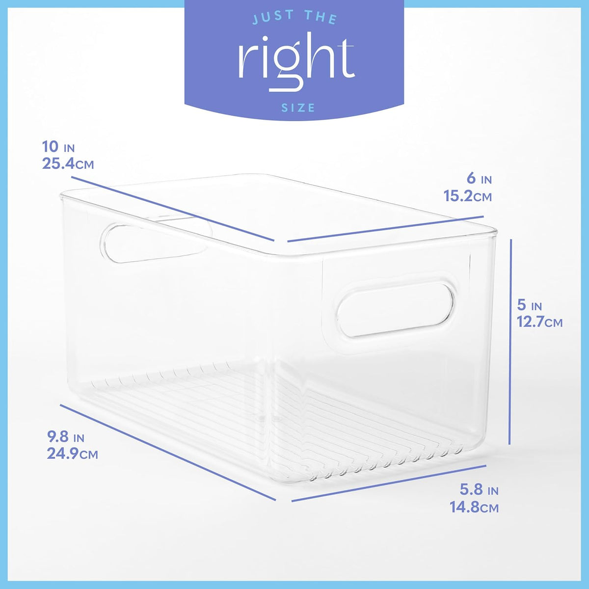 Plastic Food Storage 2 Pack Clear Container Bin with Handles for Organizing Kitchen, Pantry