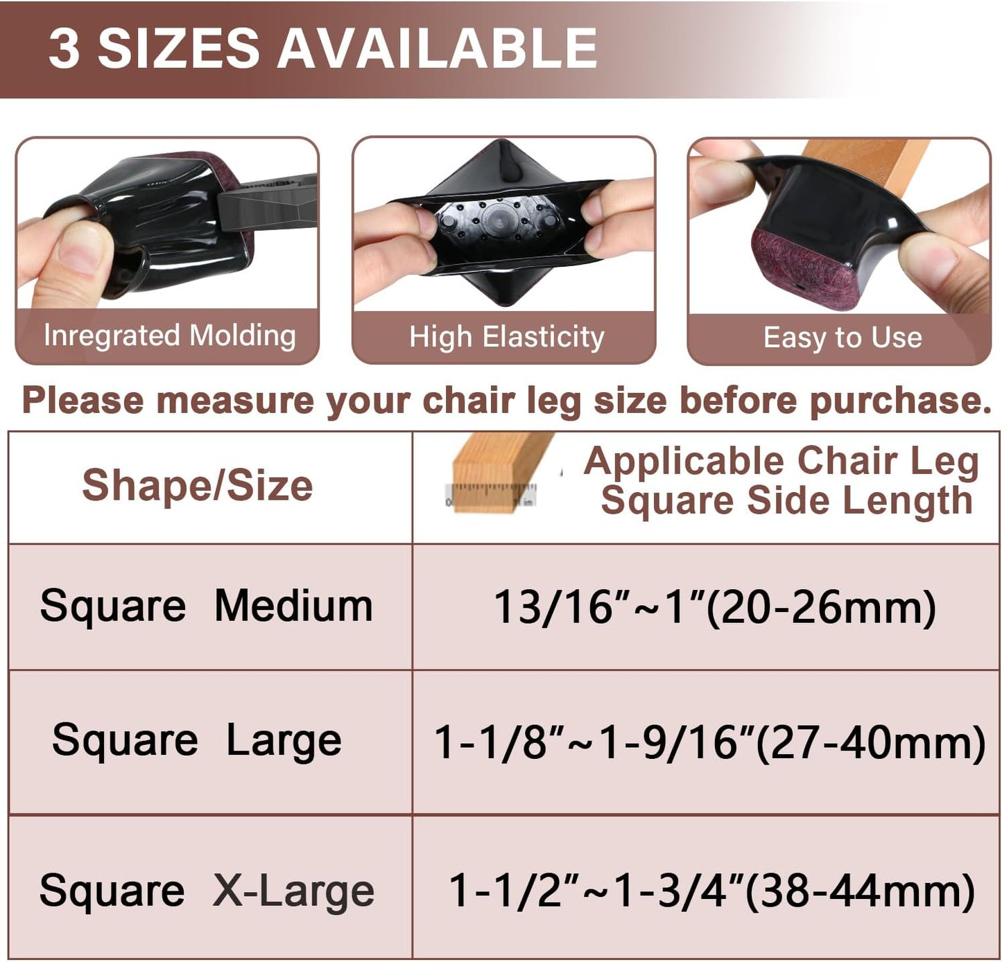Chair Leg Floor Protectors Square Chair Leg Protectors for Hardwood Floors Silicone Caps Felt