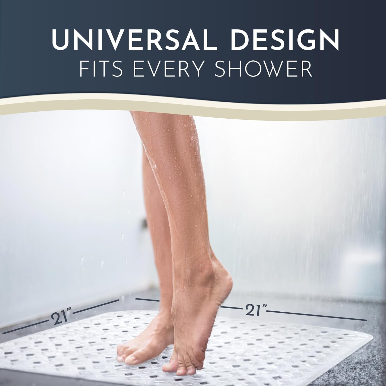 Homerella Anti Slip Shower Mat | Anti Mold Non Slip Bathtub Mat for Inside Shower | Square Floor