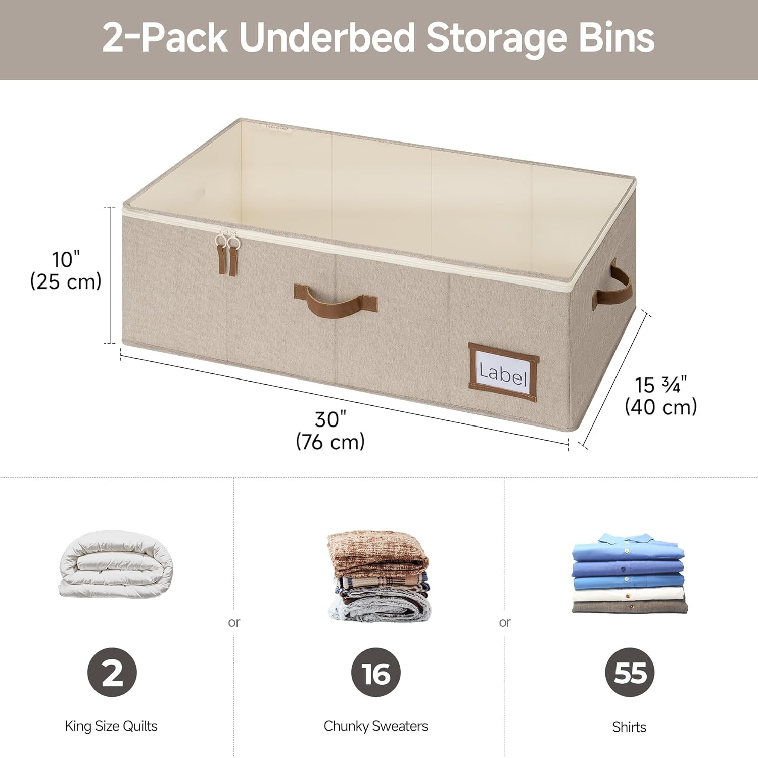 StorageWorks Under Bed Storage Bins, 10'' Underbed Storage Containers with Lid, 90L Clothes