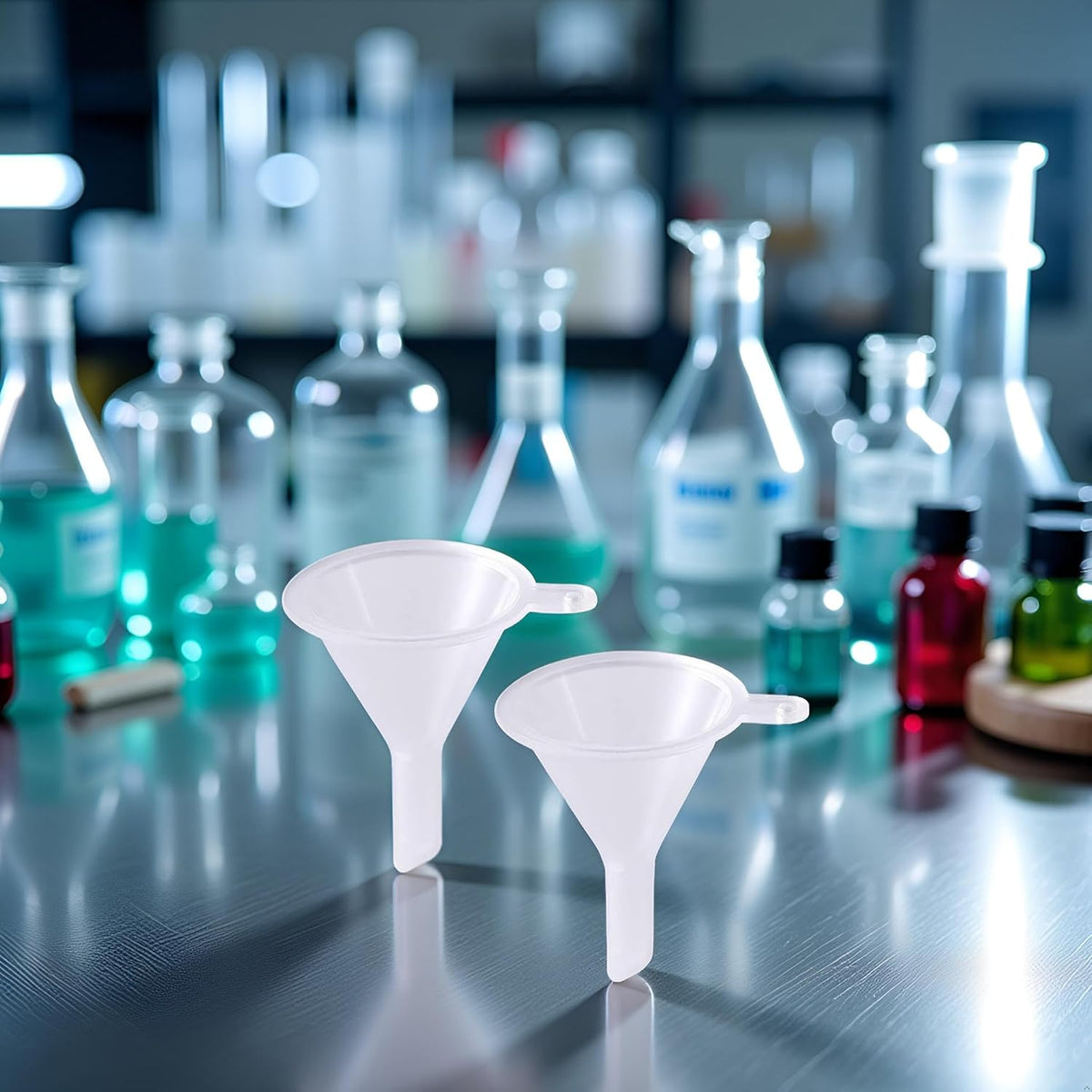 2 Pcs Mini Clear Plastic Funnel for Bottling Cosmetics, Liquids, and Oil Filling, Small Funnel for
