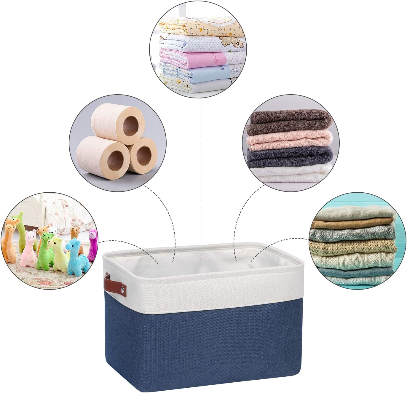 Univivi 4PC Large Storage Baskets Foldable Fabric Storage Bins for Closet Shelf for Organizing Blue