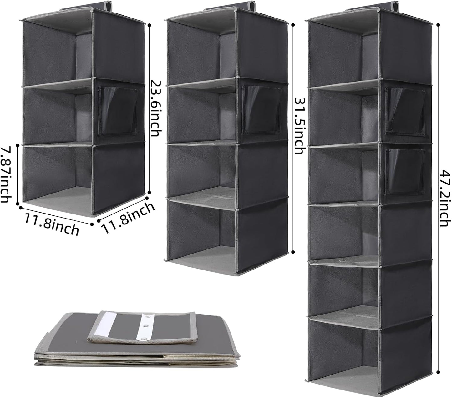 2 Packs Hanging Closet Organizer Storage, 6-Shelf Hanging Shelves for Closet, Closet Clothes