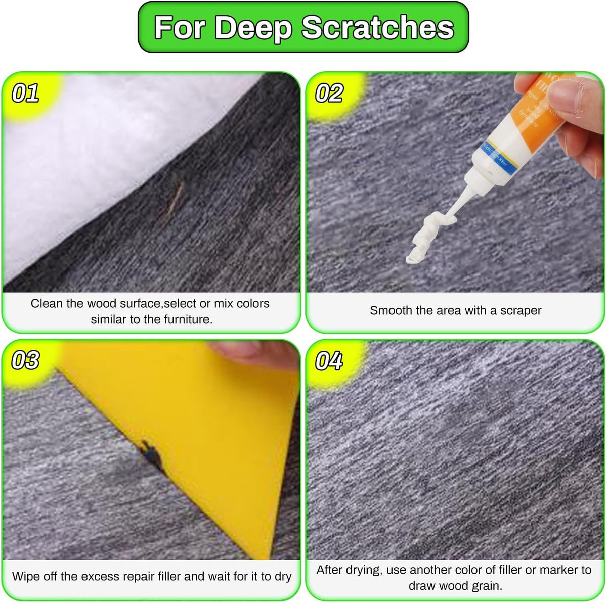 Wood Furniture Repair Kit,24 Colors Wood Fillers,Scratch Repair Covers & Removers for Repairing