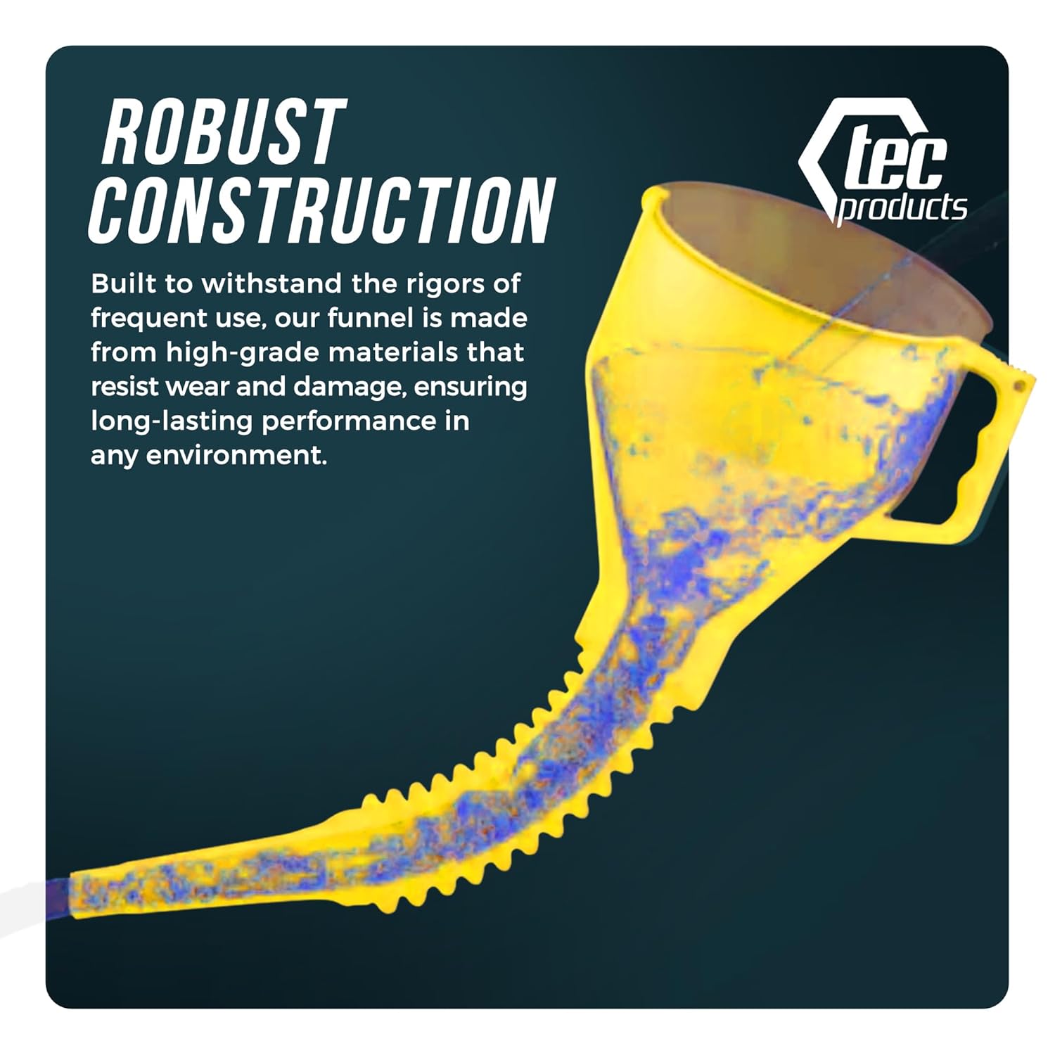 TEC Products FlexAll Long Flexible Funnel for Automotive Use - Durable Nitrile Rubber - Ideal for