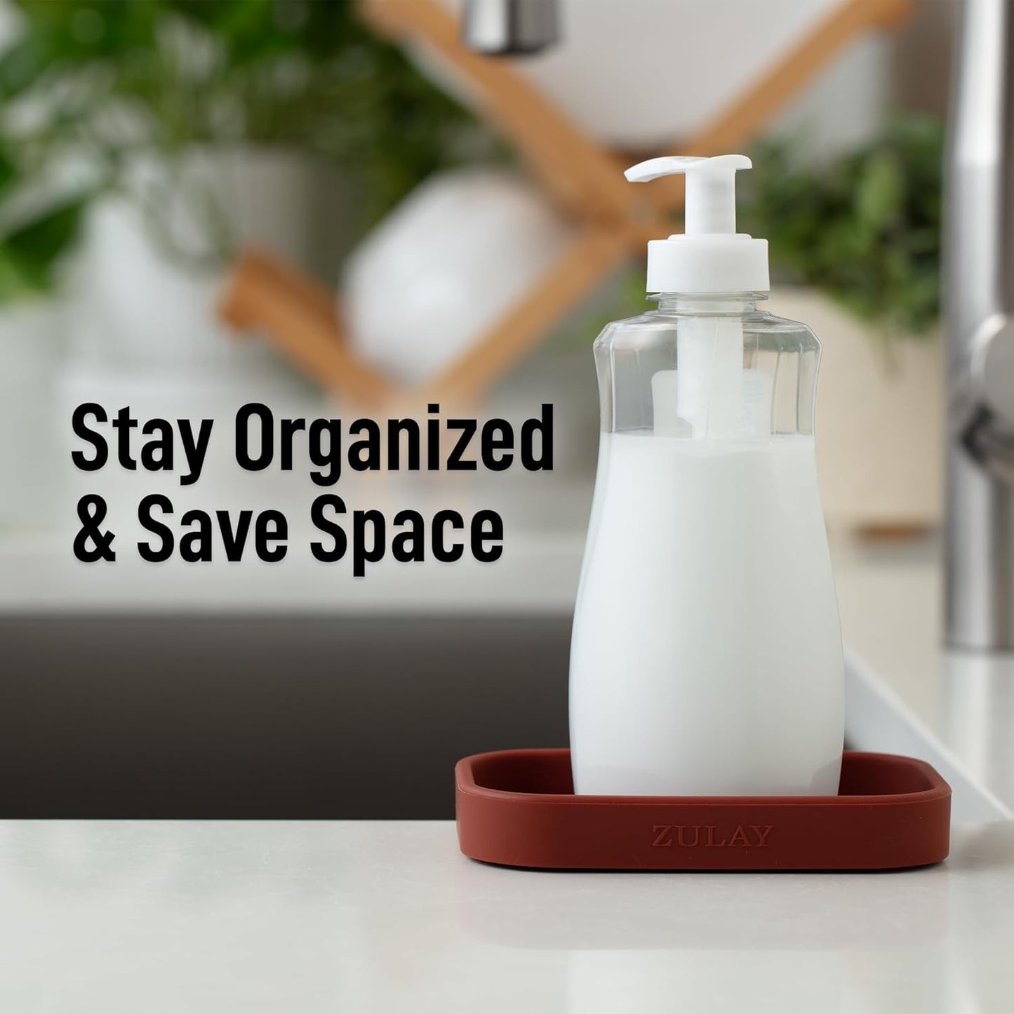 Zulay Kitchen Small Silicone Sponge Holder (4.9x3.3”) – Space-Saving Sink Organizer Tray for