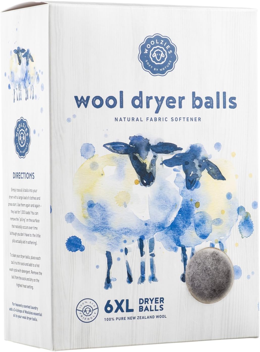 Woolzies Wool Dryer Balls Organic: Our Big Wool Spheres are The Best Fabric Softener | 6-Pack XL